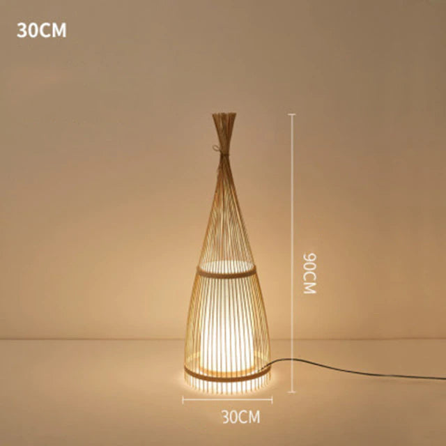 Verstellbare Rattan-Stehlampe Zifara für das Wohnzimmer
