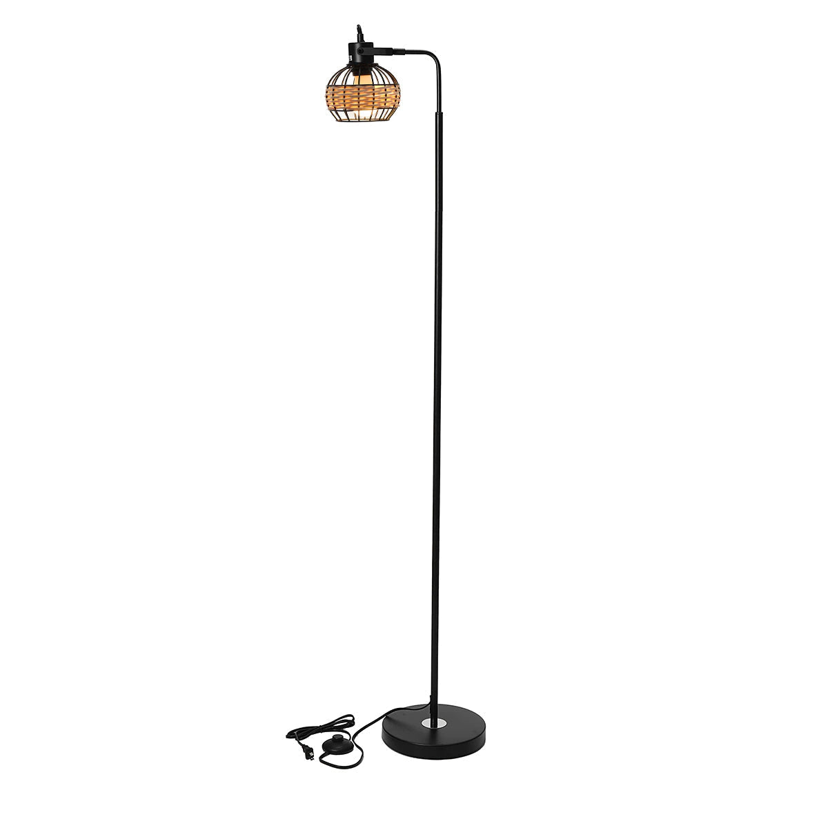 Rattan-Stehlampe Datcha mit Edelstahlgestell